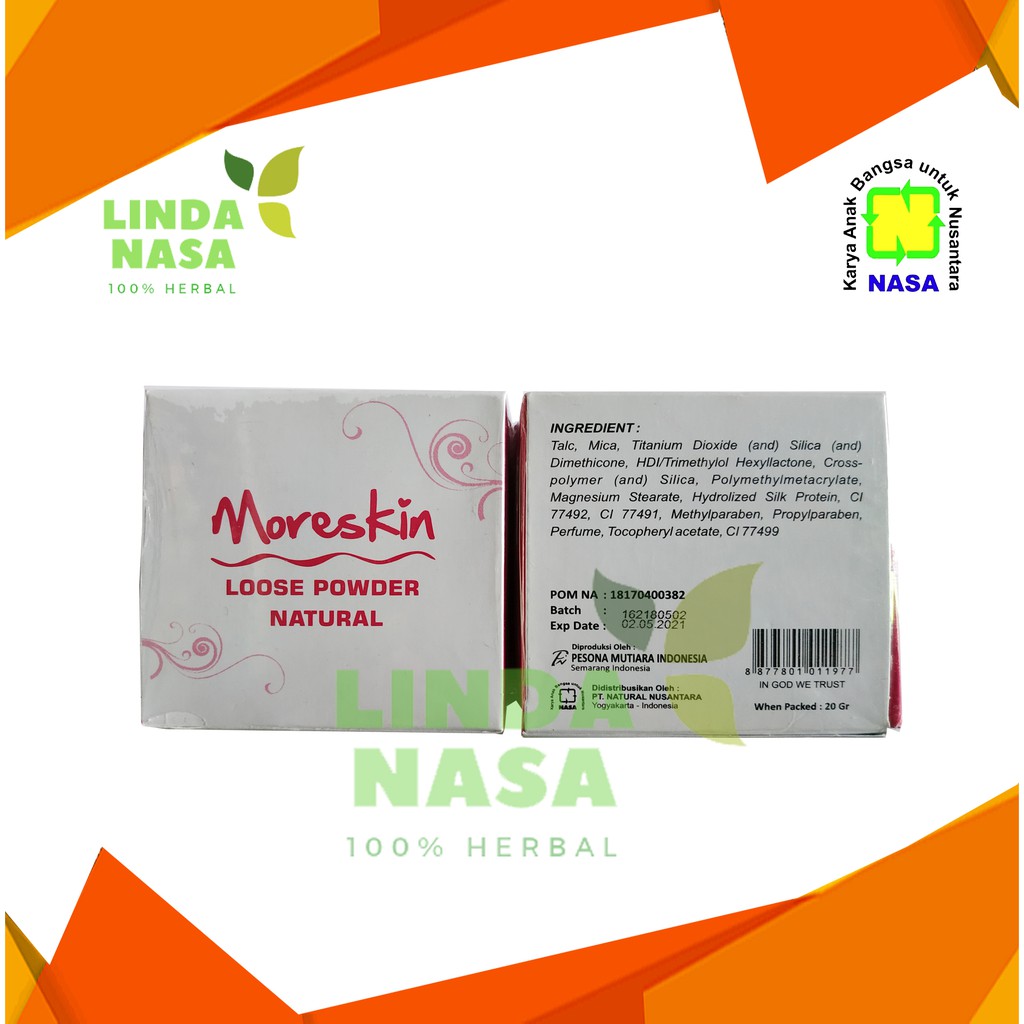 MORESKIN LOOSE POWDER/ BEDAK TABUR ASLI NASA - Samarkan Bekas Jerawat & Flek Hitam
