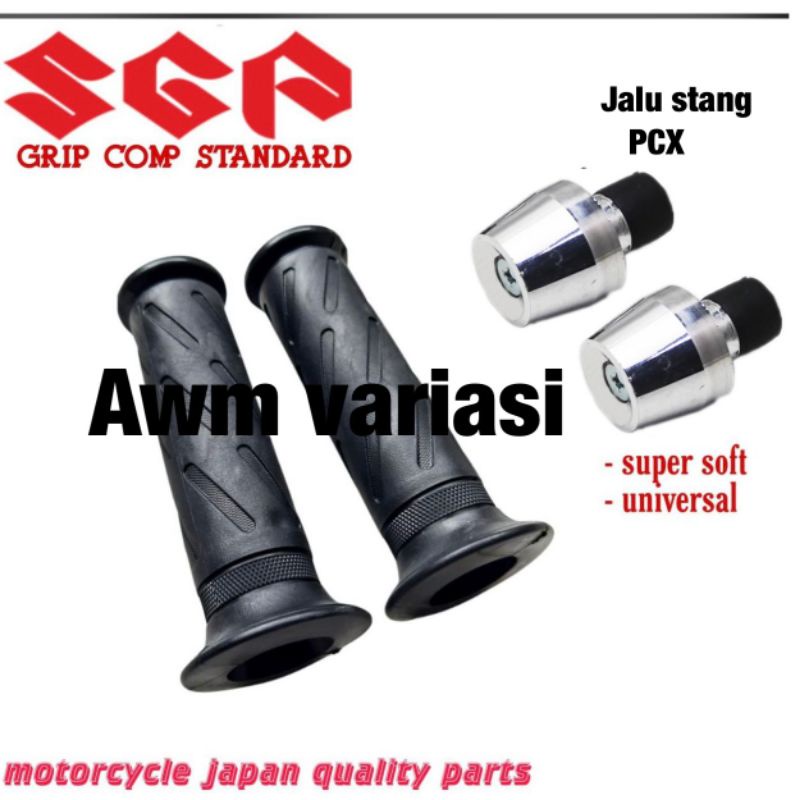 HANDGRIP STANDAR MODEL SZUKI+ JALU STANG PCX,SOGUN,SATRIA FU,NINJA BESI CROME UNIVERSAL BISA SEMUA MOTOR