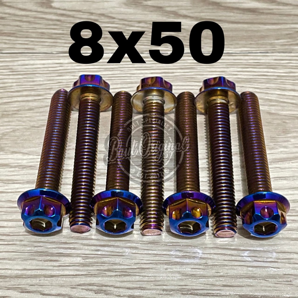 Baut probolt 8x50 blue new model drat 12 panjang 5cm ori thailand