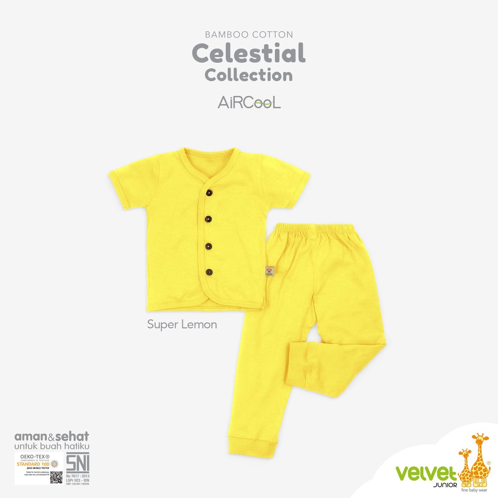 Velvet Bamboo Cotton Celestial Collection Setelan Baju Pendek + Celana Panjang