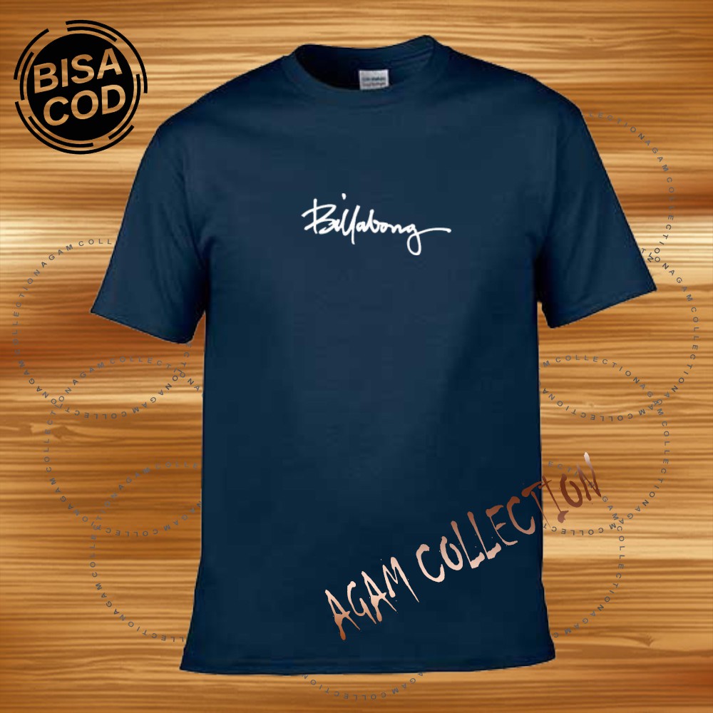 Agam Collection Baju Kaos Distro Bilabong 01 Text Putih Lengan Pendek  Premium Quality