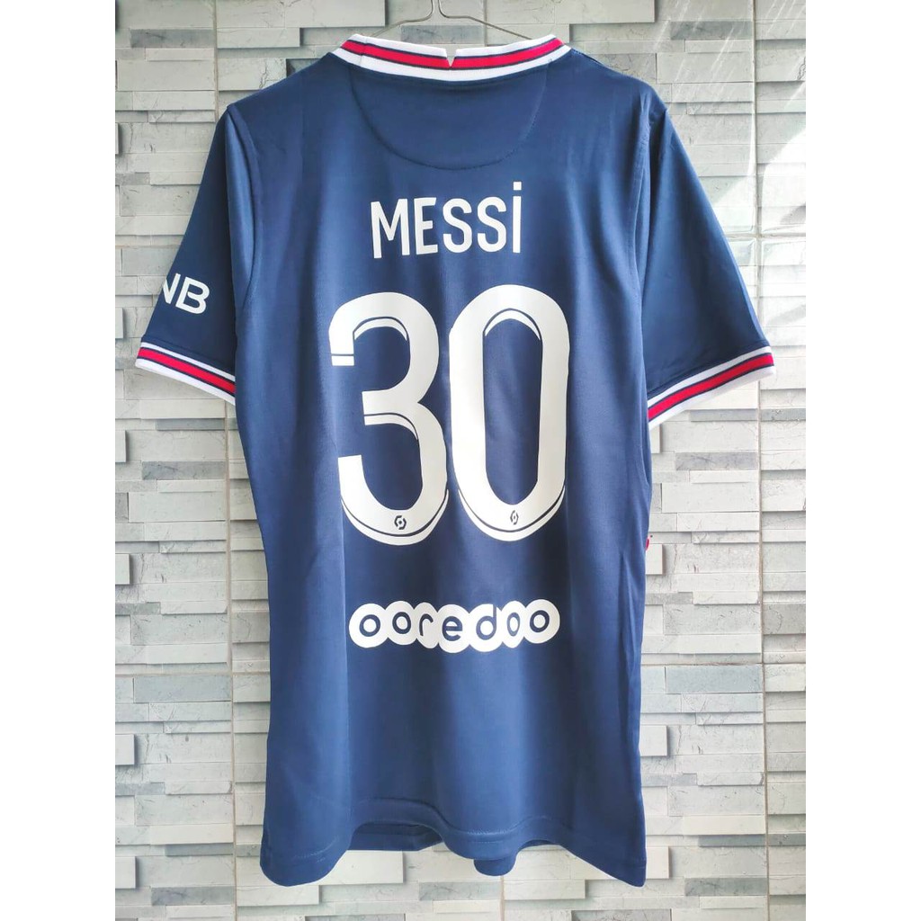 HQ JERSEY BOLA PSG HOME 2021-2022 + NAMESET MESSI #30 PLUS OOREDOO GO HQ IMPORT