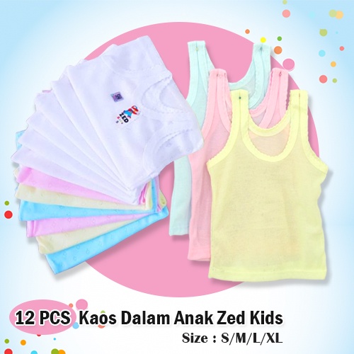 Kaos Dalam Bayi Zed Kids Singlet Kaos Kutang Anak Putih &amp; Warna 6 12pc