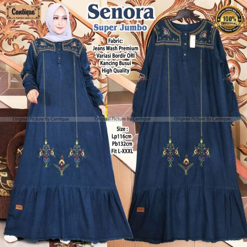 Senora super jumbo/ gamis jumbo/ gamis jeans jumbo