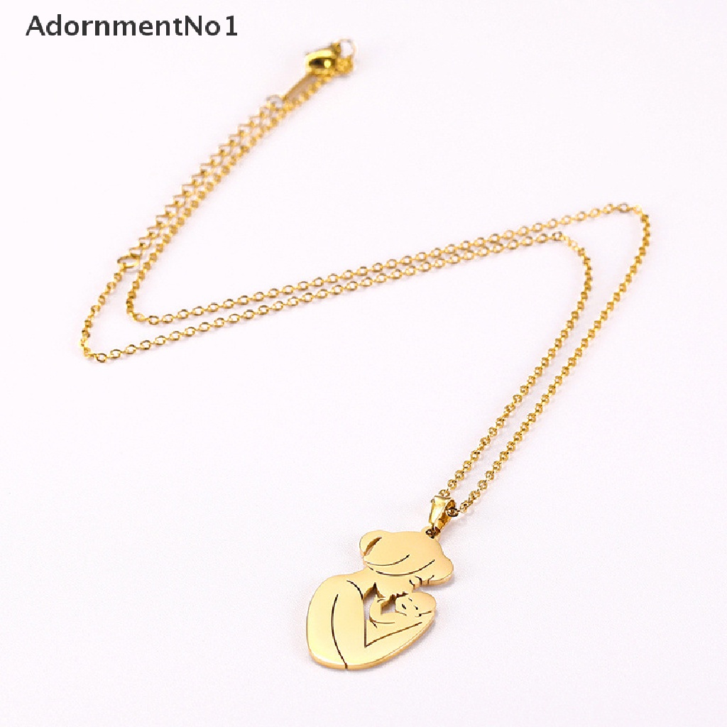 (AdornmentNo1) Kalung Rantai Stainless Steel Warna Emas Untuk Hadiah Hari Ibu / Ayah / Anak