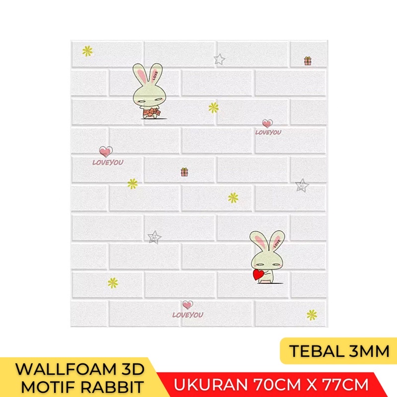 Wallpaper Stiker Dinding 3D Foam Batu Bata Brick 70 x 77cm-Bata Rabbit