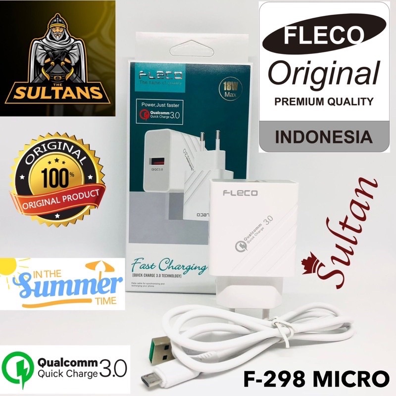 GROSIR CHARGER TC FLECO F298 qualcom 3.0 MICRO &amp; TYPE C