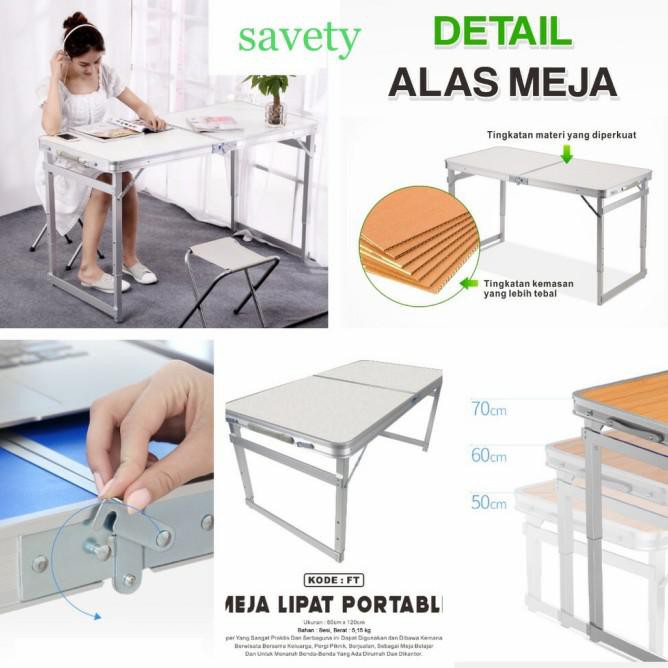 Meja Lipat Meja Portable Meja Koper Meja Belajar meja kaki kotak murah - Putih