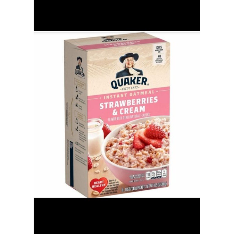 

quaker instant oatmeal strawberries cream cereal bubur 300gr
