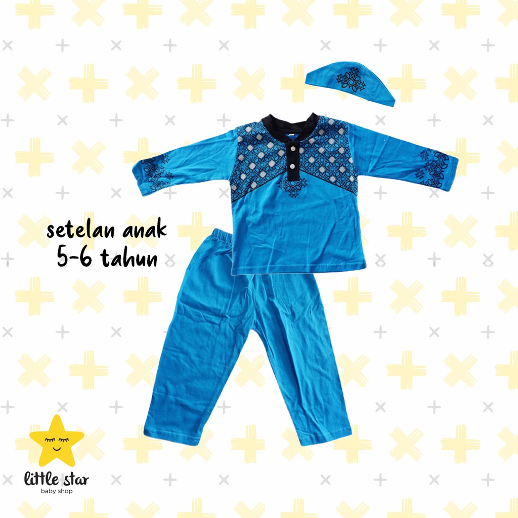 Baju Koko Motif Setelan Lebaran Anak 5-6 Tahun