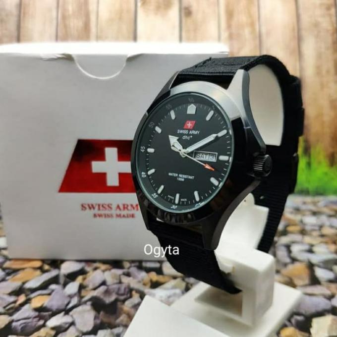 Swiss Army Analog Jam Tangan Pria Hitam Full Black 1880G Original