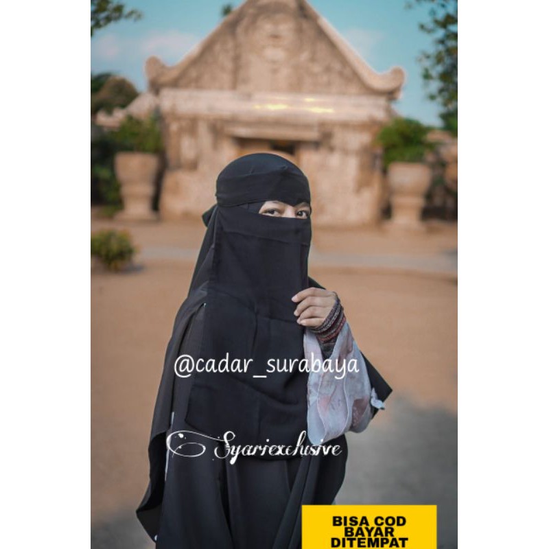 NIQAB CADAR BANDANA ELANG NIQOB EAGLE EYES SIFFON SILKY JETBLACK BERKUALITAS ARAB
