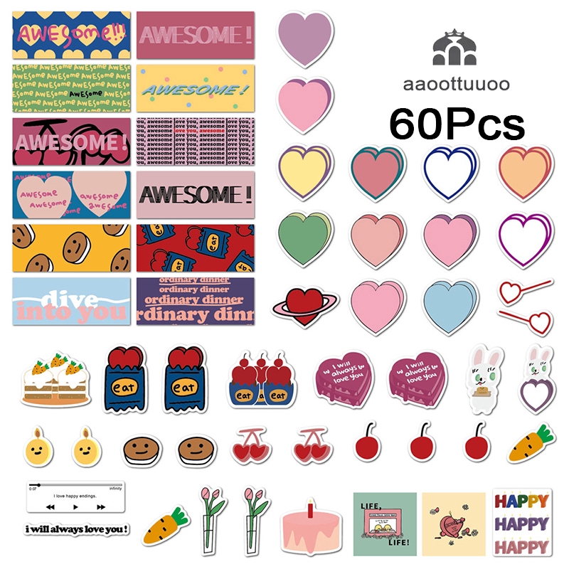 60 Pcs/pack Cute Heart Stickers Scrapbooking Decorative Sticker Korean DIY Diary Album Stick