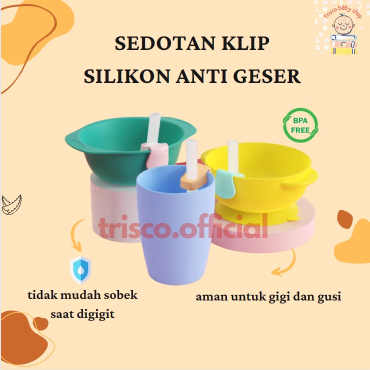 Sedotan Klip Straw and Clip Anak Silikon Elastis Anti Geser Anti Tumpah