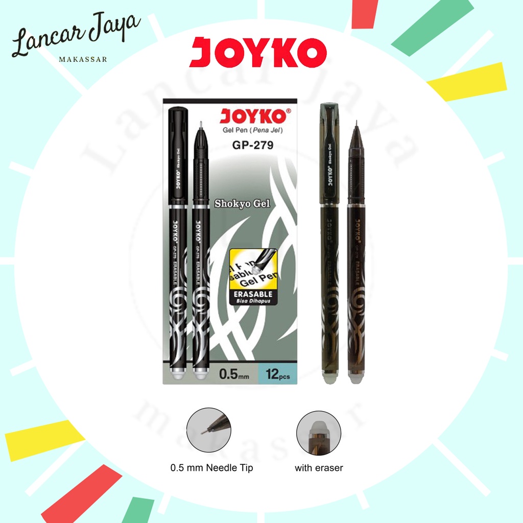 

[ 1 LSN /12 PCS ] Pulpen Pena Bisa Dihapus Erasable Gel Pen Joyko GP-279