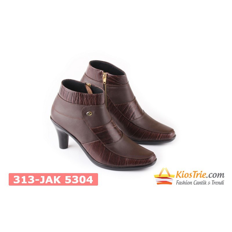 Sepatu Casual Wanita | Boots & Ankle Boots | Bahan KULIT | Warna COKLAT | Uk. 36-40 | 4035 KAJ-JK