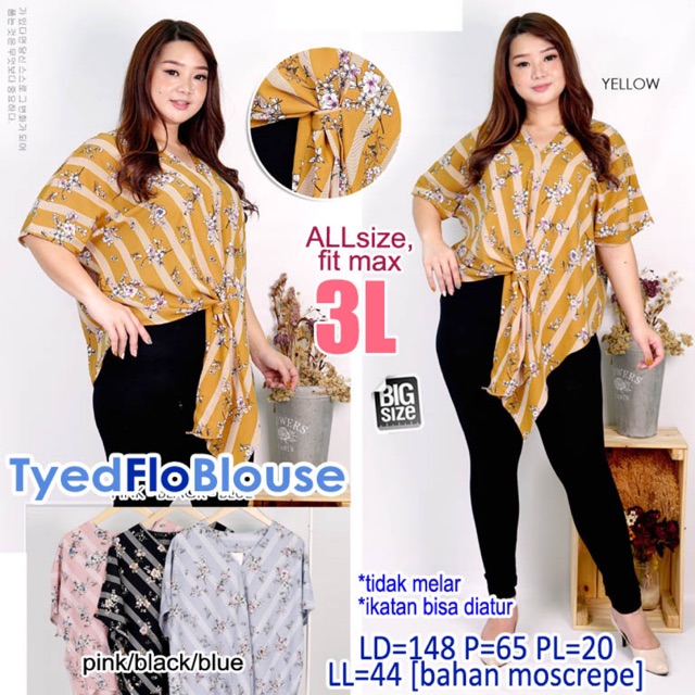 Tyed Flo Blouse 3l Atasan Wanita Jumbo Unik Lucu Santai Bigsize Shopee Indonesia