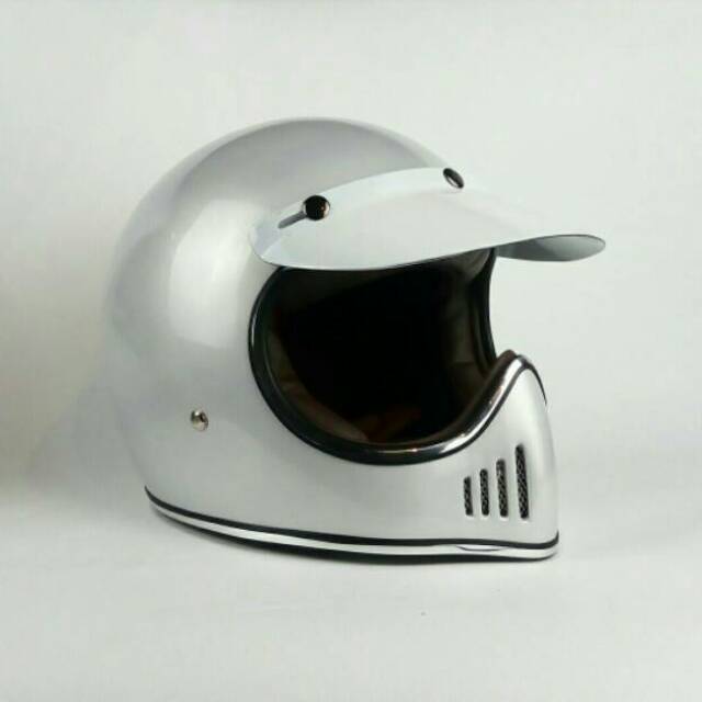 Helm Motor Retro Boulter  FF Moto White Mutiara