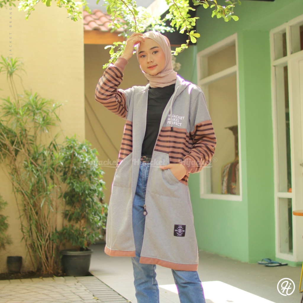 Hijacket® Vahira Grey Oringal Guaranteed Jaket Muslimah HIjaber Free Goodiebag Bisa COD-2
