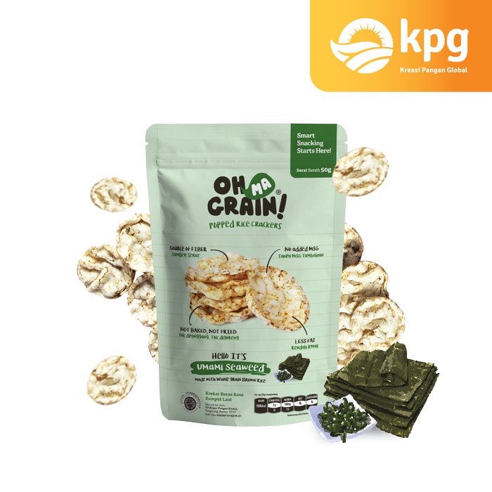 

Oh Ma Grain! - Popped Rice Crackers Seaweed - Rasa Rumput Laut - 50 Gr