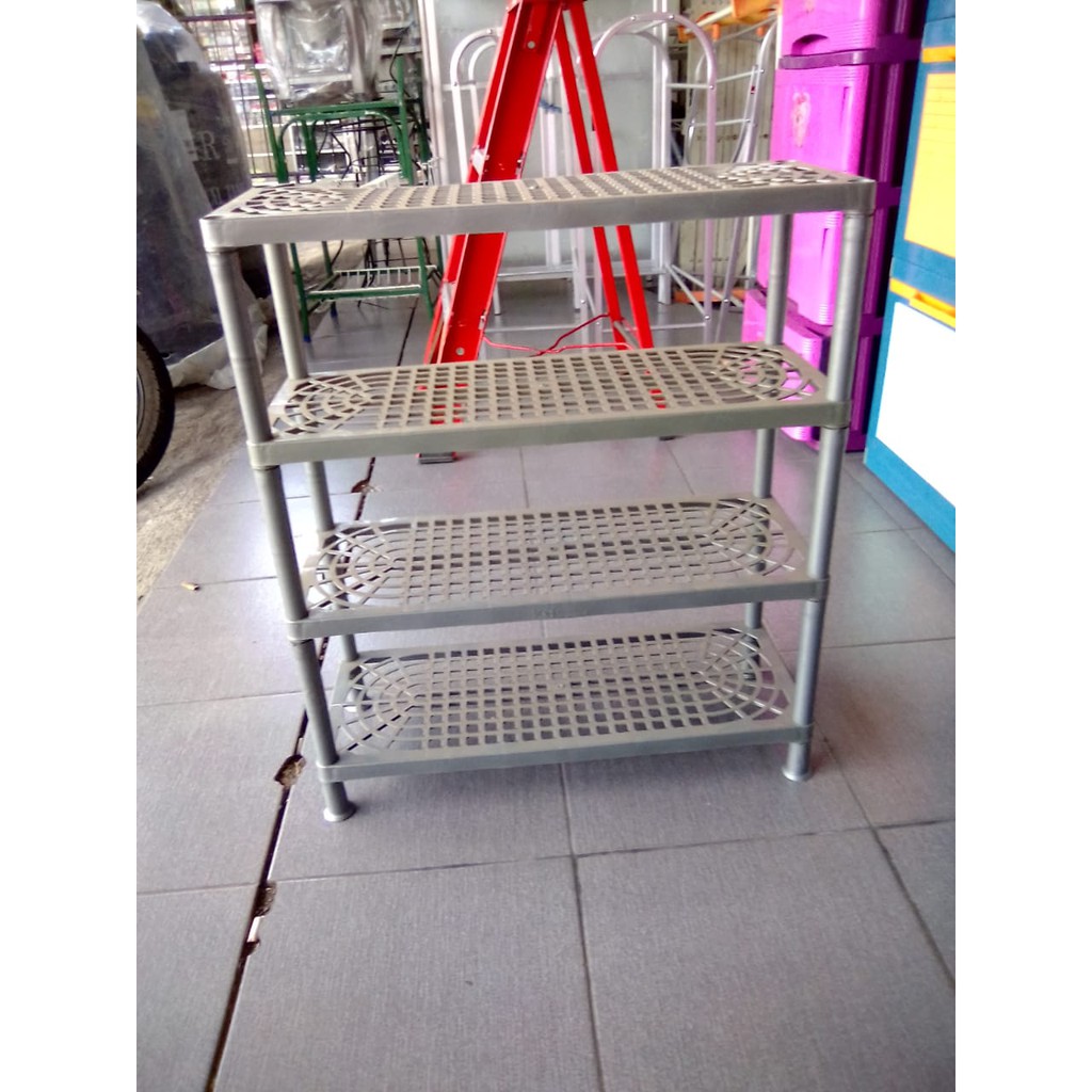 rak sepatu silver susun 4 rak sepatu plastik susun 4