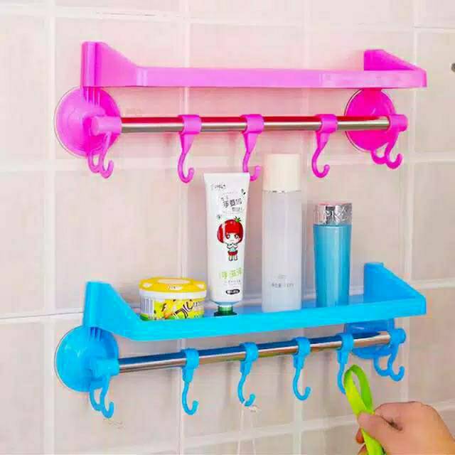 {clashop}Rak kamar mandi tempat shampoo handuk odol sabun powerful suction