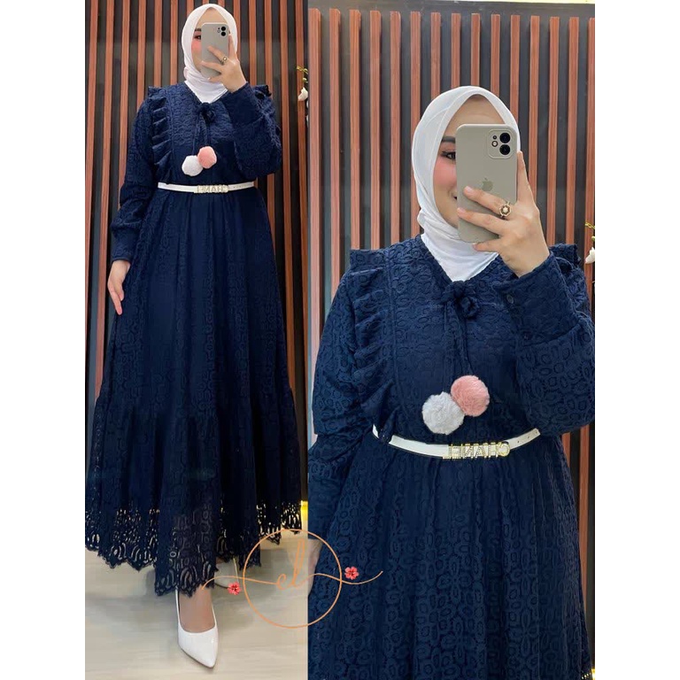 KIRANA POMPOM MIDI DRESS