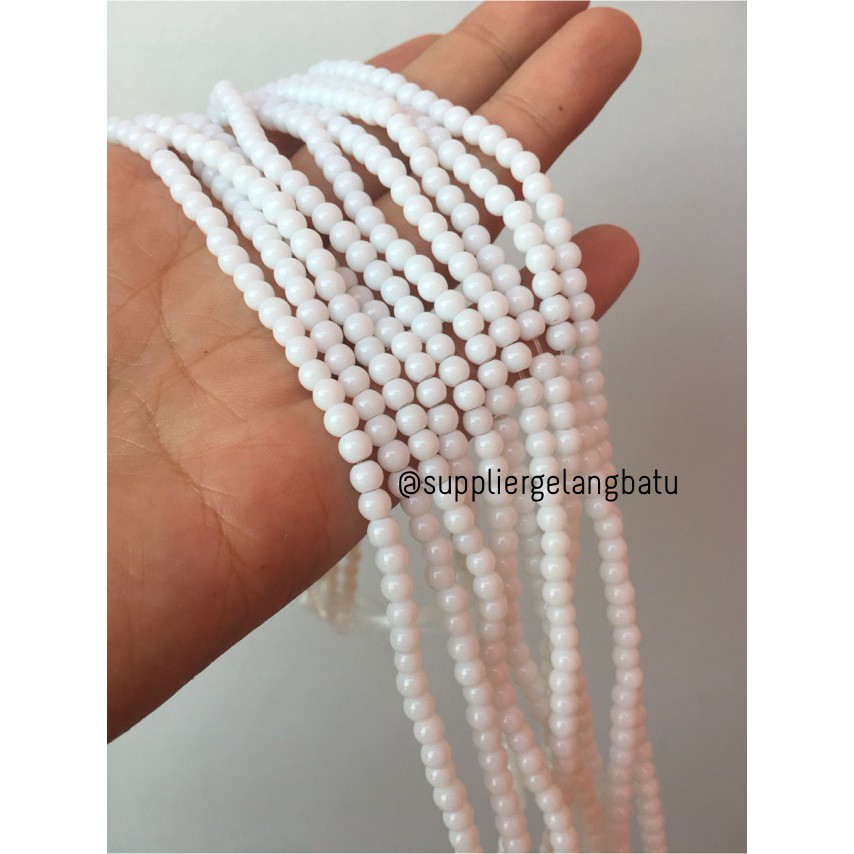 batu kristal 4mm white onyx susu natural putih stone healing akik aksesoris beads supplier grosir