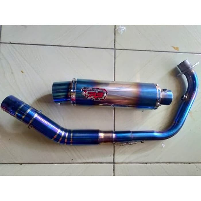 KNALPOT RACING R9 MUGELLO BLUEMOON FULLSET UNTUK MOTOR VIXION SONIC SATRIA FU