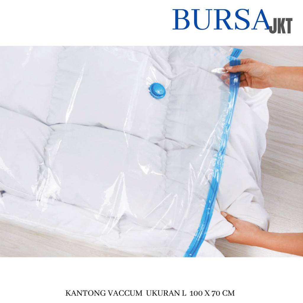 VACUM PLASTIK KOMPRESI VACUUM PLASTIC BAG TRAVEL BAJU BEDCOVER L 100 X 70 CM