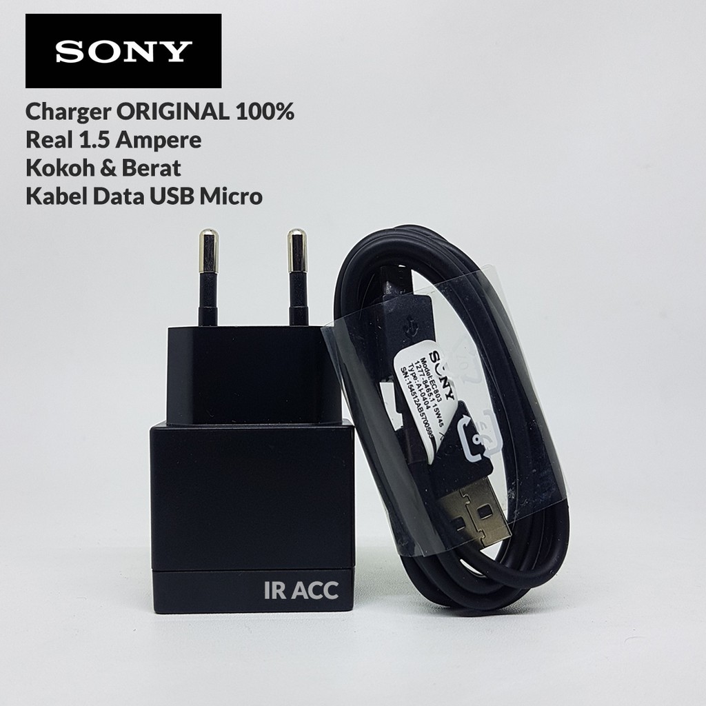 Charger Sony Xperia EP-880 EP880 ORIGINAL 100% + Kabel Data Satu Paket 1.5A