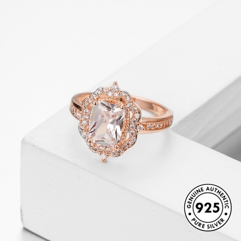 Cincin Bahan S925 Silver Warna Rose Gold Untuk Wanita