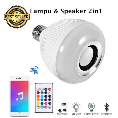 SPEAKER RGB BLUETOOTH WIRELESS DENGAN LAMPU LED RGBW E27