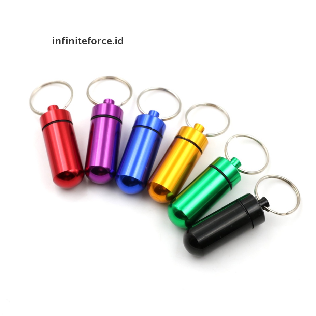 (Infiniteforce.Id) 5pcs / Set Botol Obat Pil Mini Bahan Aluminum Anti Air