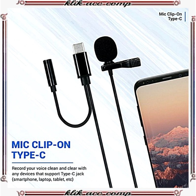 Mic Clip On Type C + colokan female 3.5mm jh 042 a