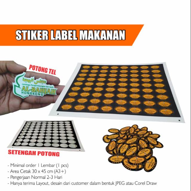 

Stiker Label Makanan / Stiker Cutting Mengikuti Pola Desain