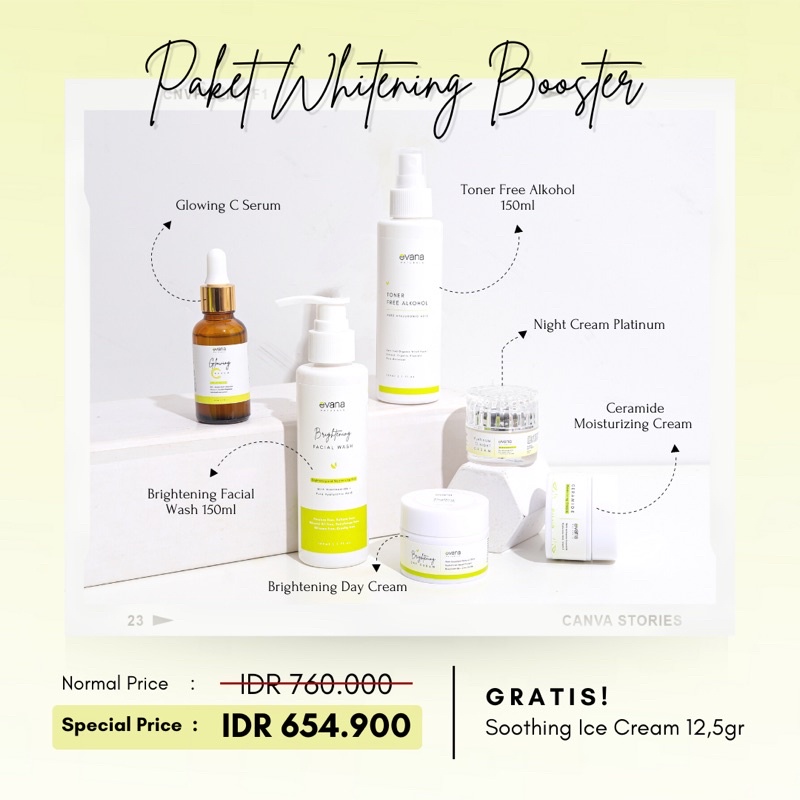 EVANA BEAUTY CARE - PAKET WHITENING BOOSTER- Memutihkan,Glowing,Kulit terasa Kenyal