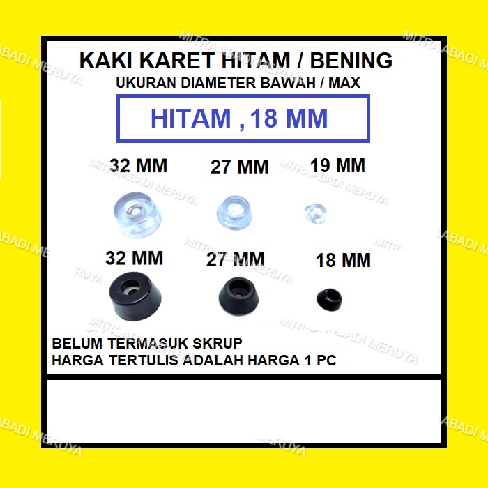 Kaki karet Alas Kaki Meja Kursi Lemari Hitam 18 mm