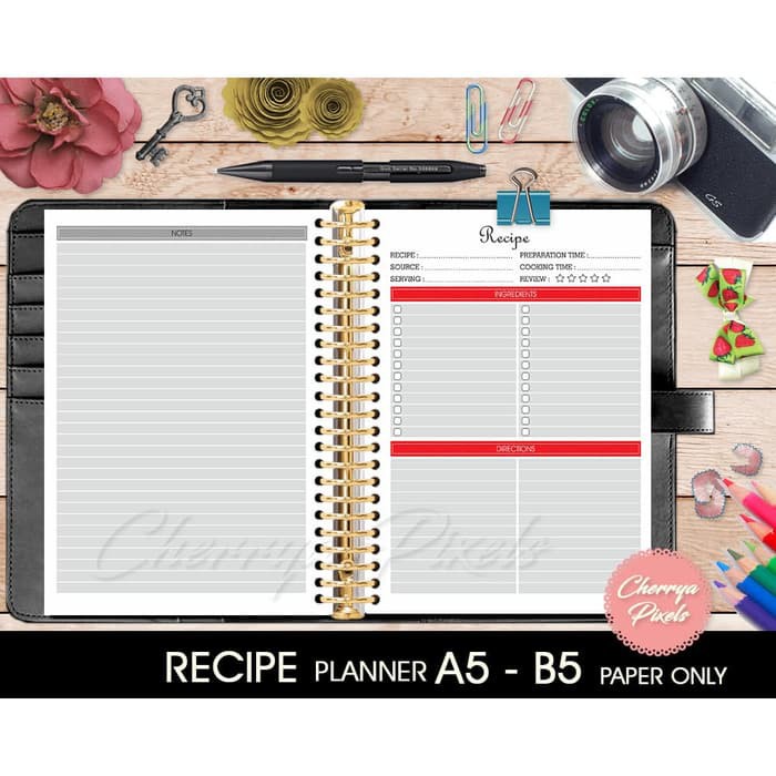 

Dijual Recipe Planner - Kertas Planner A5/B5 - Loose Leaf Paper - Paper only - Kertas A5 Murah