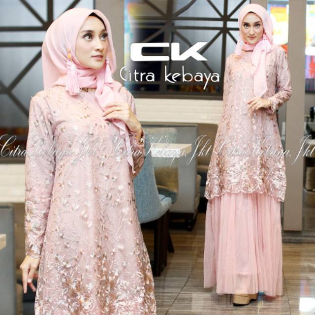 KEBAYA DRESS BRUKAT TILLE KOMBINASI/GAMIS PESTA/GAMIS TILLE