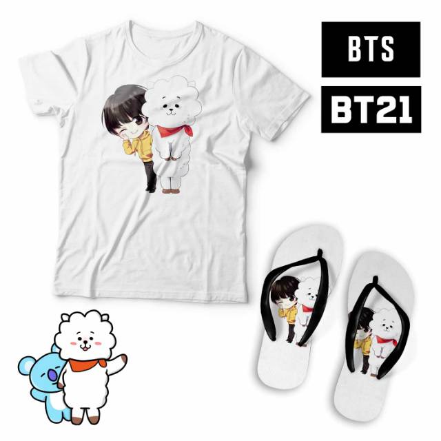 [KAOS] BTS BT 21 gift set kaos dan sandal