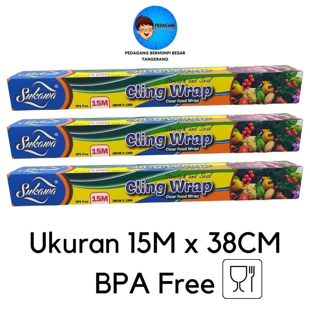 Cling Wrap Plastik Wrap Wrapping Makanan Sukawa 15m x 38cm Food Grade BPA Free