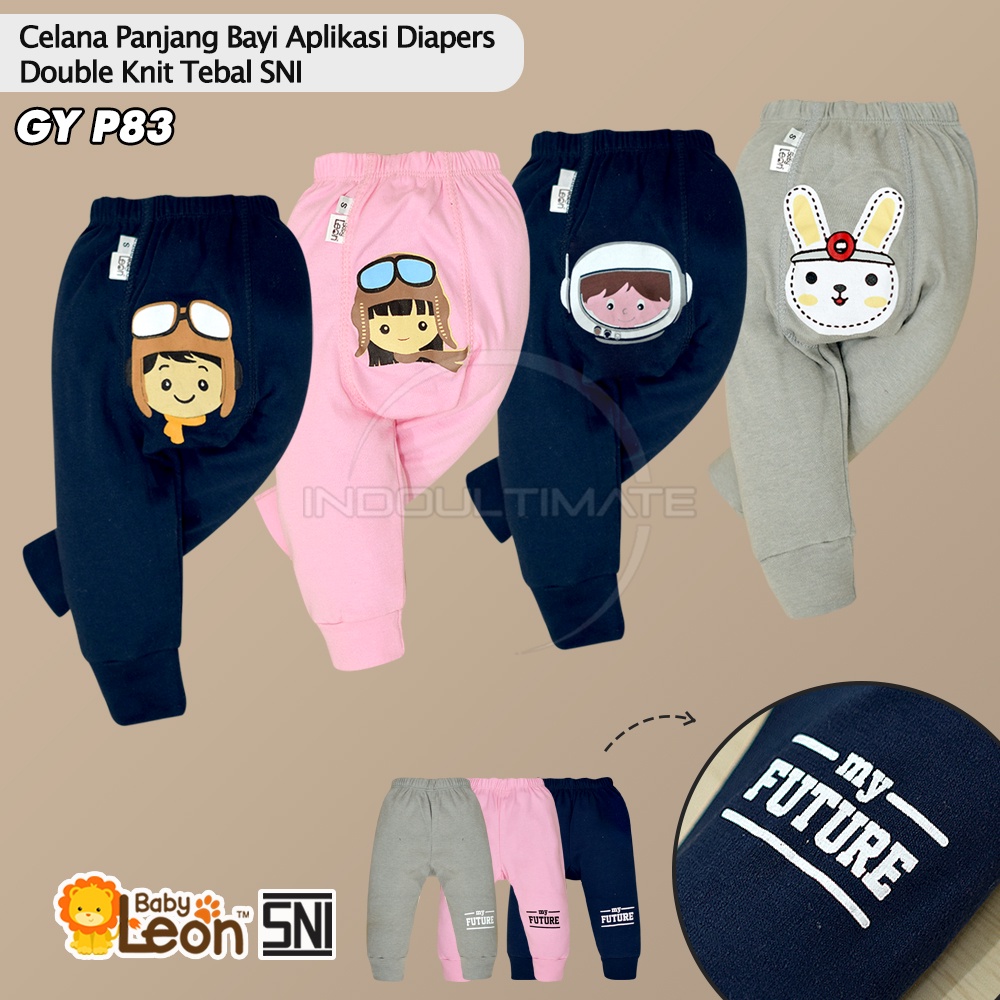 1 Pcs Celana Panjang COTTON Anak Bayi BABY LEON Newborn GY-P83 Celana Diaper Celana Popok Panjang