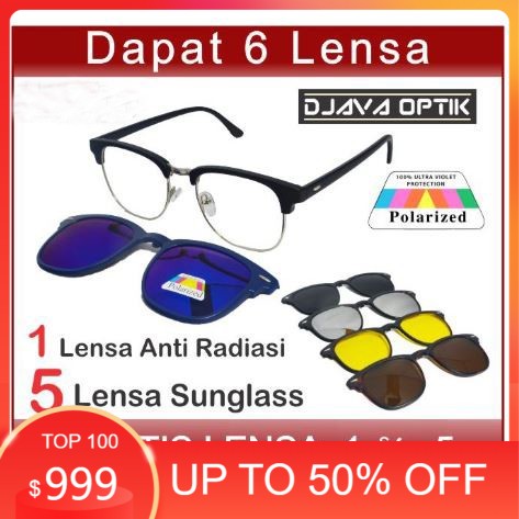 Kacamata Minus, Frame Kacamata Clip On 5 Lensa Minus Antiradiasi Komputer,Kacamata Hitam Pria Wanita