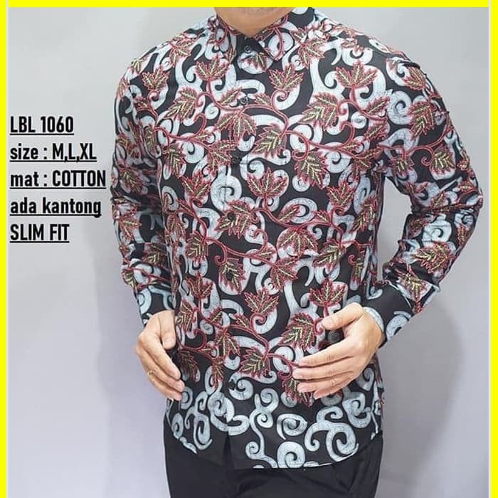 KEMEJA PRIA BATIK LENGAN PANJANG HEM BAHAN KATUN HALUS 40S LBL1060 MEWAH PREMIUM BAJU ELEGANT SIZE M L XL  SKU MS PENDEK JAKARTA PLATINUM