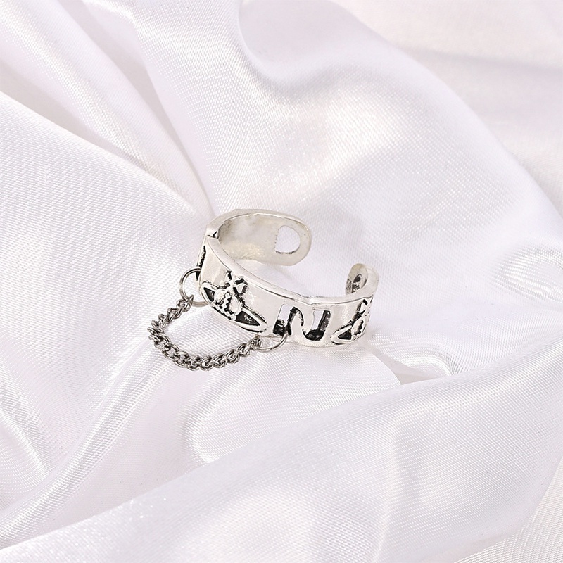 [ Fashion Simple Saturn Chain Ring Adjustable Open Rings Finger Ring Gifts Jewelry For Girl Friends ]