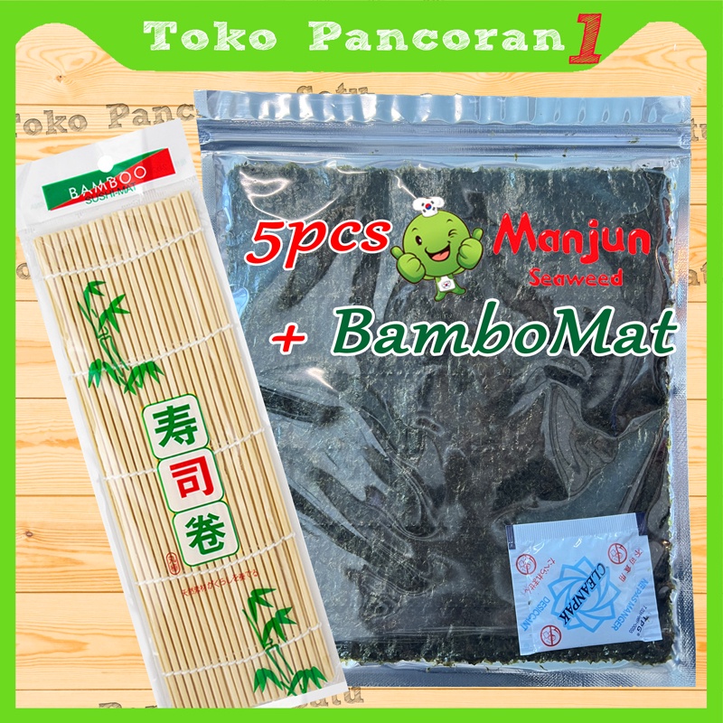 

RB MANJUN Nori Sushi Halal 5 lembar /Yakinori Import Kimbab/ Gimbab / Lembar Rumput Laut/Bamboo mat