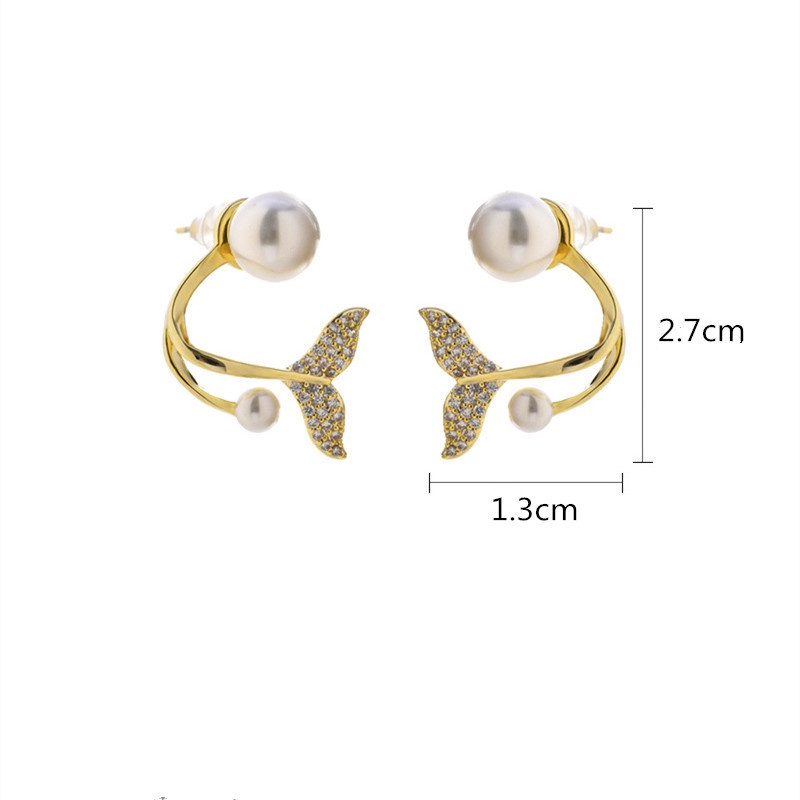 Ins Sederhana Gaya Studs EarringsGirls Manis Pesta Minimalis Telinga Perhiasan Aksesoris Vintage Mutiara Fishtail Earrings