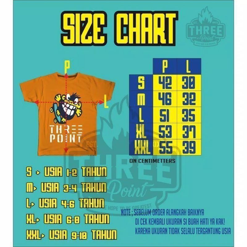 Kaos anak laki-laki/baju anak laki-laki Threepoint 1-8th