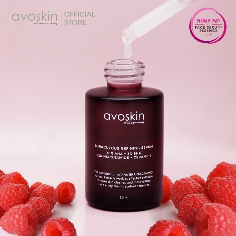 AVOSKIN Miraculous Refining Serum Indonesia / Avo Skin / Toner Retinol Ampoule Cream AHA BHA PHA